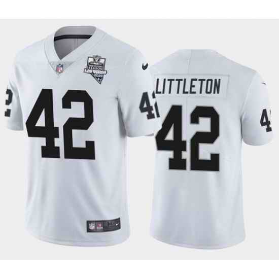Men's Oakland Raiders White #42 Cory Littleton 2020 Inaugural Season Vapor Limited Stitched NFL Jersey